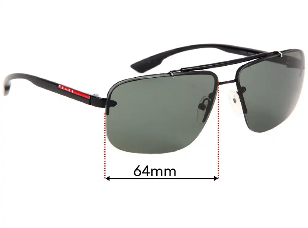 Sunglass Fix Verres de Remplacement pour Prada SPS52O - 64mm Wide Sunglass Fix Verres de Remplacement pour Prada SPS52O - 64mm Wide