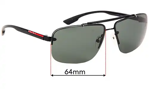 Sunglass Fix Verres de Remplacement pour Prada SPS52O - 64mm Wide Sunglass Fix Verres de Remplacement pour Prada SPS52O - 64mm Wide