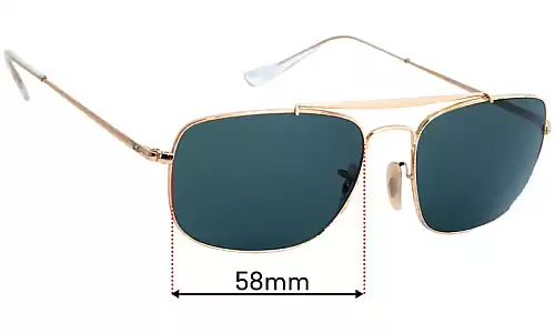 Sunglass Fix Verres de Remplacement pour Ray-Ban RB3560 The Colonel - 58mm Wide Ray-Ban RB3560 The Colonel Verres de Remplacement 58mm wide