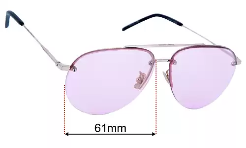 Sunglass Fix Lentilles de Remplacement pour Saint Laurent Classic 11/FM - 61mm Wide Saint Laurent Classic 11/FM Lentilles de Remplacement 61mm wide