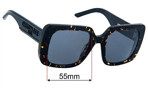 Sunglass Fix Lentilles de Remplacement pour Christian Dior Wildior S3U - 55mm Wide Christian Dior Wildior S3U Lentilles de Remplacement 55mm wide