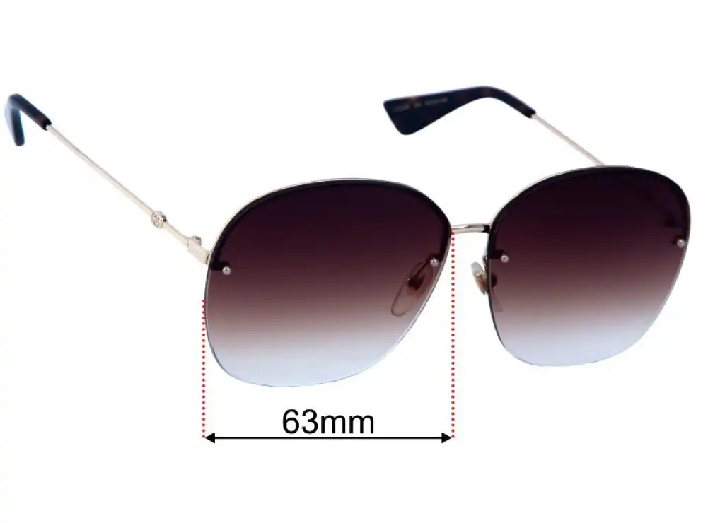 Sunglass Fix Lentilles de Remplacement pour Gucci GG0228S - 63mm Wide Sunglass Fix Lentilles de Remplacement pour Gucci GG0228S - 63mm Wide