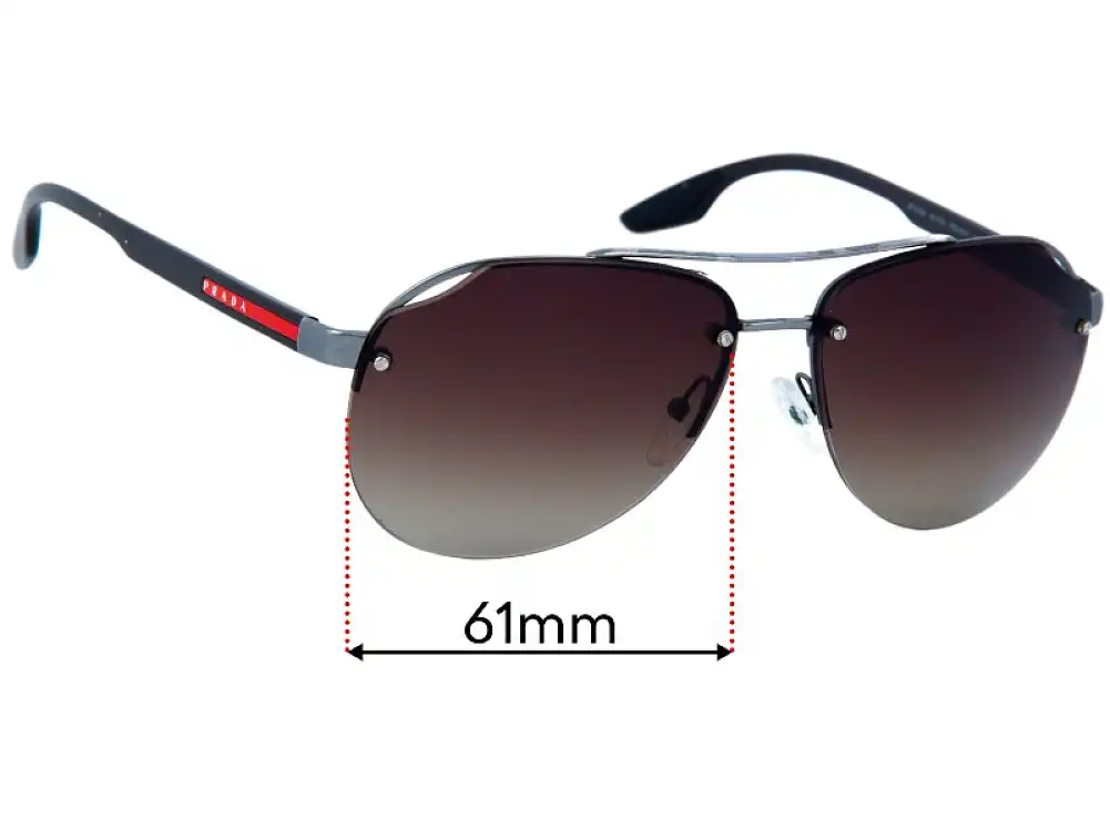 Sunglass Fix Lentilles de Remplacement pour Prada SPS52V - 61mm Wide Sunglass Fix Lentilles de Remplacement pour Prada SPS52V - 61mm Wide