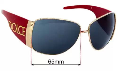 Sunglass Fix Lentilles de Remplacement pour Dolce & Gabbana DG2014 - 65mm Wide - Side View Dolce & Gabbana DG2014 Lentilles de Remplacement 65mm wide - Side View