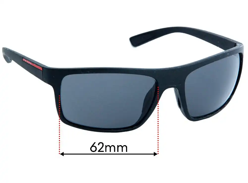 Sunglass Fix Lentilles de Remplacement pour Prada SPS02Q & PS02QS - 62mm Wide Sunglass Fix Lentilles de Remplacement pour Prada SPS02Q & PS02QS - 62mm Wide