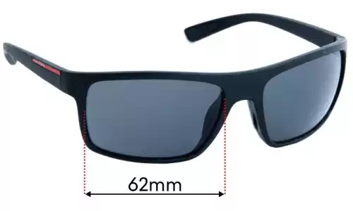 Sunglass Fix Lentilles de Remplacement pour Prada SPS02Q & PS02QS - 62mm Wide Prada SPS02Q & PS02QS Lentilles de Remplacement 62mm wide