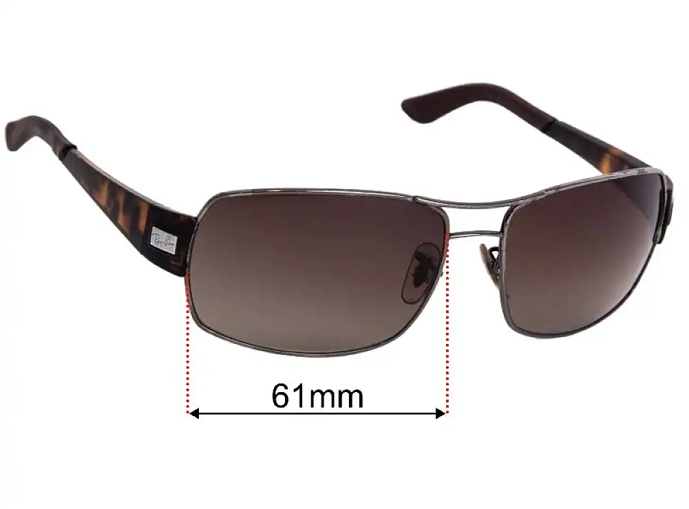 Sunglass Fix Lentilles de Remplacement pour Ray Ban RB3426 - 61mm Wide - Side View Sunglass Fix Lentilles de Remplacement pour Ray Ban RB3426 - 61mm Wide - Side View