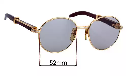 Sunglass Fix Lentilles de Remplacement pour Cartier Bagatelle - 52mm Wide Cartier Bagatelle Replacement Lenses 52mm wide