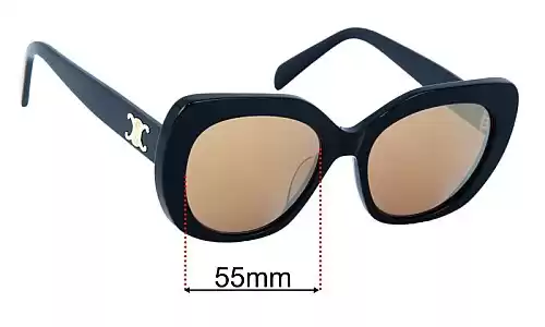 Sunglass Fix Verres de Remplacement pour Celine CL 40226U - 55mm Wide Celine CL 40226U Verres de Remplacement 55mm wide