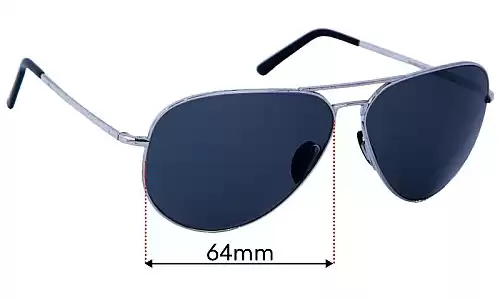 Sunglass Fix Lentilles de Remplacement pour Porsche P 8508 - 64mm Wide Porsche P 8508 Lentilles de Remplacement 64mm wide