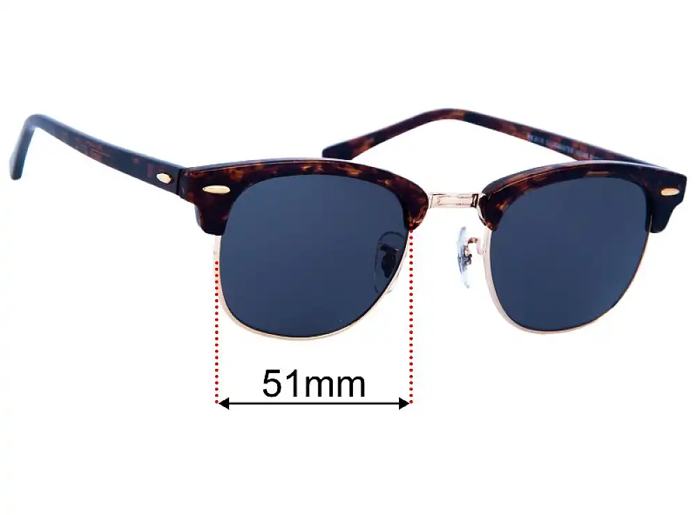 Sunglass Fix Lentilles de Remplacement pour Ray-Ban RB3016 W0366 Clubmaster - 51mm Wide Sunglass Fix Lentilles de Remplacement pour Ray-Ban RB3016 W0366 Clubmaster - 51mm Wide