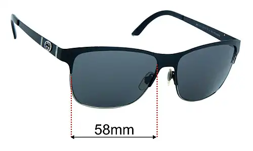 Sunglass Fix Lentilles de Remplacement pour Gucci GG4232/S - 58mm Wide Gucci GG4232/S Lentilles de Remplacement 58mm wide