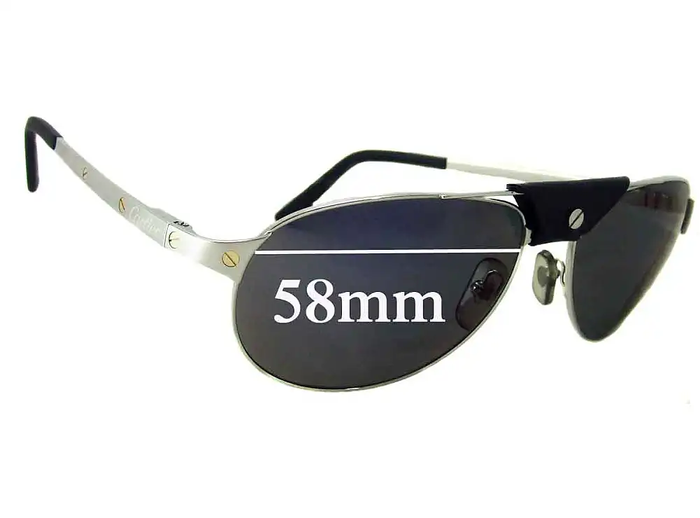 Sunglass Fix Lentilles de Remplacement pour Cartier Santos Dumont - 58mm Wide Sunglass Fix Lentilles de Remplacement pour Cartier Santos Dumont - 58mm Wide