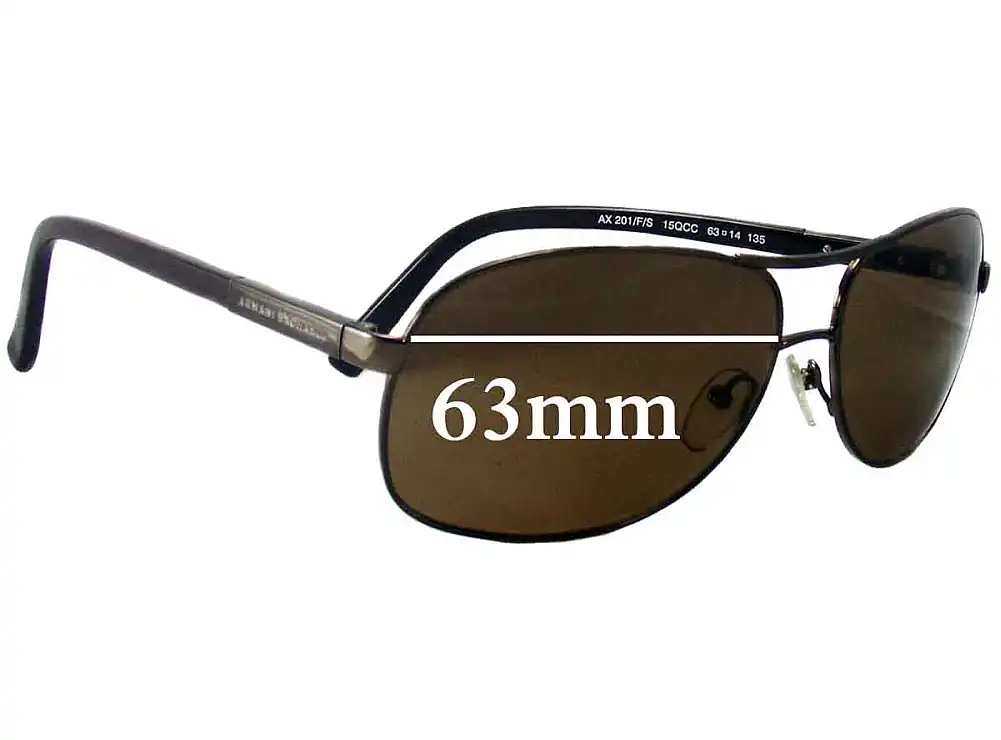Sunglass Fix Verres de Remplacement pour Armani Exchange AX 201/F/S - 63mm Wide Sunglass Fix Verres de Remplacement pour Armani Exchange AX 201/F/S - 63mm Wide