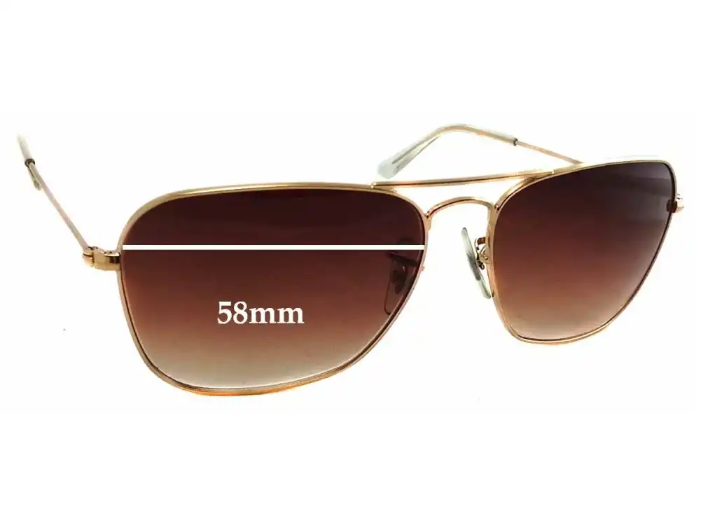 Sunglass Fix Lentilles de Remplacement pour Ray-Ban RB3136 Caravan Square Aviator - 58mm Wide Sunglass Fix Lentilles de Remplacement pour Ray-Ban RB3136 Caravan Square Aviator - 58mm Wide