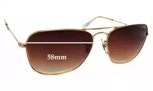 Sunglass Fix Lentilles de Remplacement pour Ray-Ban RB3136 Caravan Square Aviator - 58mm Wide Ray-Ban RB3136 Caravan Square Aviator Lentilles de Remplacement 58mm wide