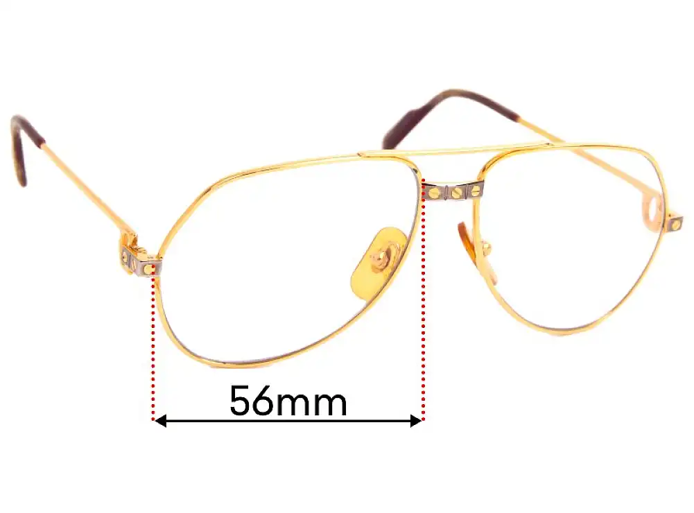 Sunglass Fix Lentilles de Remplacement pour Cartier Vendome Santos - 56mm Wide Sunglass Fix Lentilles de Remplacement pour Cartier Vendome Santos - 56mm Wide