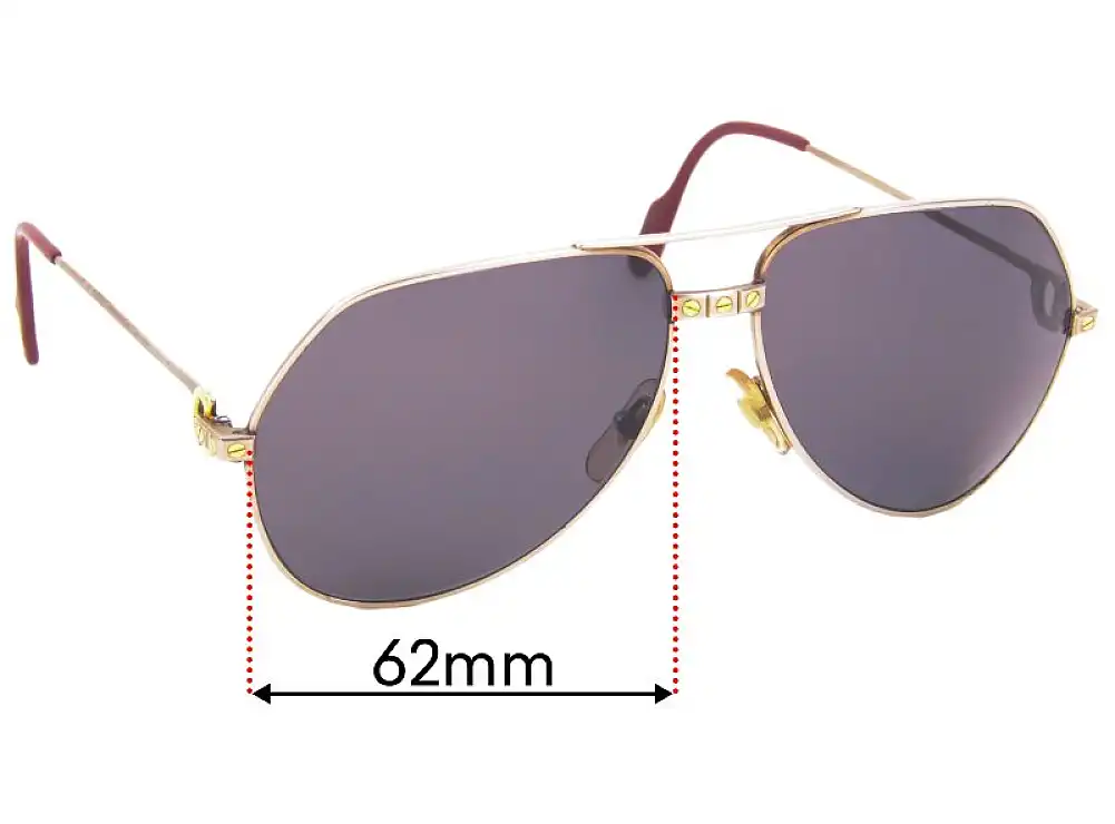 Sunglass Fix Lentilles de Remplacement pour Cartier Vendome Santos - 62mm Wide Sunglass Fix Lentilles de Remplacement pour Cartier Vendome Santos - 62mm Wide