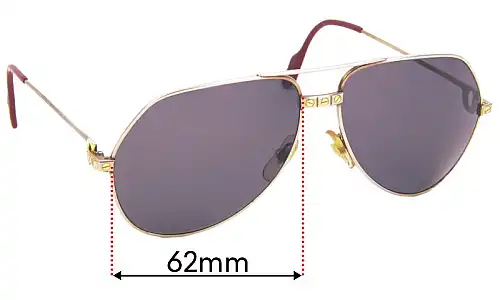 Sunglass Fix Lentilles de Remplacement pour Cartier Vendome Santos - 62mm Wide Cartier Vendome Santos Lentilles de Remplacement 62mm wide