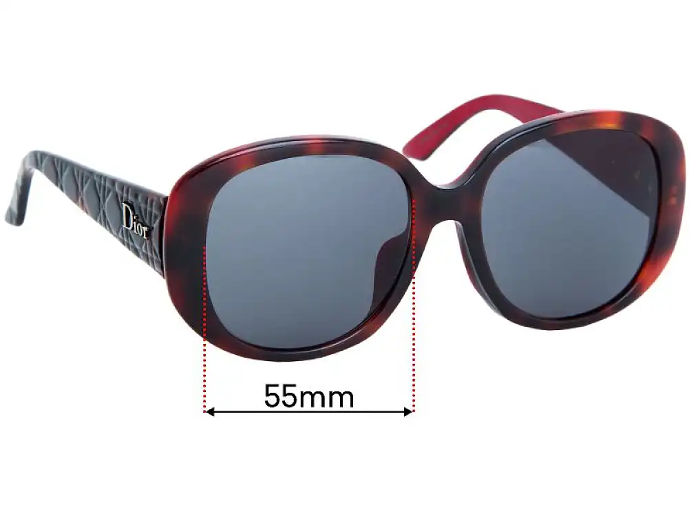 Sunglass Fix Verres de Remplacement pour Christian Dior Lady In 1F - 55mm Wide Sunglass Fix Verres de Remplacement pour Christian Dior Lady In 1F - 55mm Wide