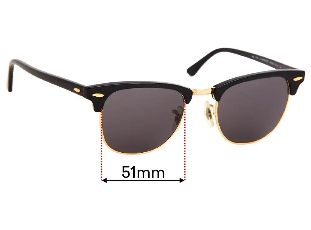 Sunglass Fix Lentilles de Remplacement pour Ray-Ban RB3016 WO365 Clubmaster - 51mm Wide Sunglass Fix Lentilles de Remplacement pour Ray-Ban RB3016 WO365 Clubmaster - 51mm Wide