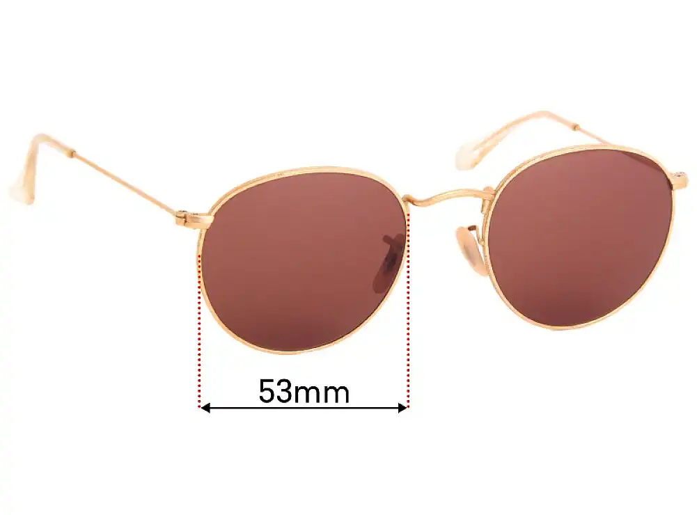 Sunglass Fix Verres de Remplacement pour Ray-Ban RB3447 Round Metal - 53mm Wide Sunglass Fix Verres de Remplacement pour Ray-Ban RB3447 Round Metal - 53mm Wide