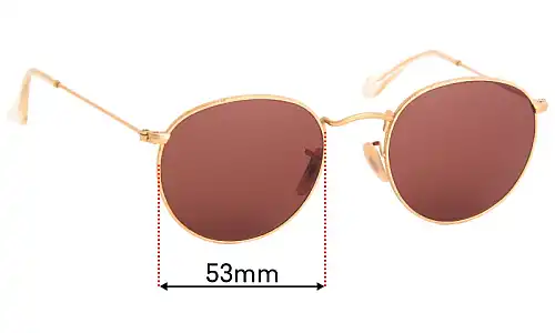 Sunglass Fix Verres de Remplacement pour Ray-Ban RB3447 Round Metal - 53mm Wide Ray-Ban RB3447 Round Metal Verres de Remplacement 53mm wide