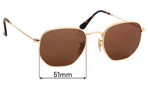 Sunglass Fix Lentilles de Remplacement pour Ray-Ban RB3548-N Hexagonal - 51mm Wide Ray-Ban RB3548-N Hexagonal Lentilles de Remplacement 51mm wide