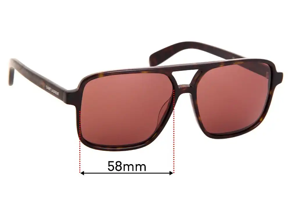Sunglass Fix Verres de Remplacement pour Saint Laurent SL 176 - 58mm Wide Sunglass Fix Verres de Remplacement pour Saint Laurent SL 176 - 58mm Wide