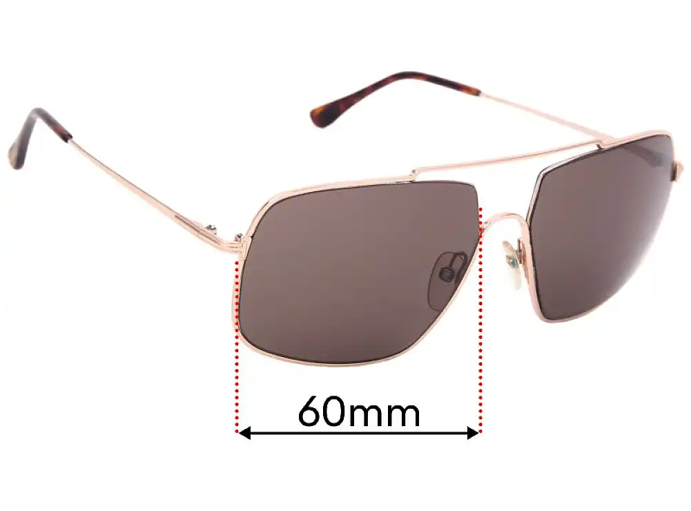 Sunglass Fix Verres de Remplacement pour Tom Ford Aiden-02 TF585 - 60mm Wide Sunglass Fix Verres de Remplacement pour Tom Ford Aiden-02 TF585 - 60mm Wide