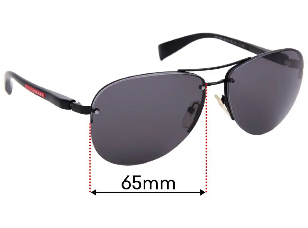 Sunglass Fix Lentilles de Remplacement pour Prada SPS56M & PS56MS - 65mm Wide Sunglass Fix Lentilles de Remplacement pour Prada SPS56M & PS56MS - 65mm Wide