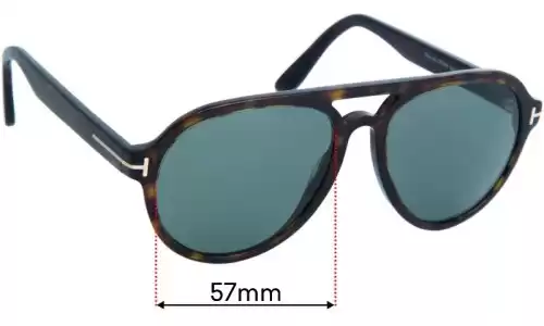 Sunglass Fix Lentilles de Remplacement pour Tom Ford Rory-02 TF596 - 57mm Wide Tom Ford Rory-02 TF596 Lentilles de Remplacement 57mm wide