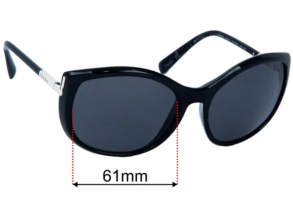 Sunglass Fix Lentilles de Remplacement pour Prada SPR09N & PR09NS - 61mm Wide Sunglass Fix Lentilles de Remplacement pour Prada SPR09N & PR09NS - 61mm Wide