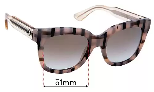 Sunglass Fix Lentilles de Remplacement pour Gucci GG3748/S - 51mm Wide Gucci GG3748/S Lentilles de Remplacement 51mm wide