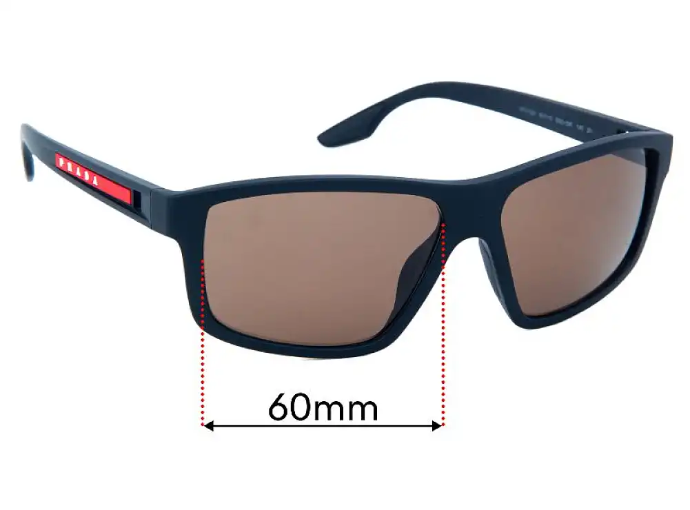 Sunglass Fix Lentilles de Remplacement pour Prada SPS 02X - 60mm Wide Sunglass Fix Lentilles de Remplacement pour Prada SPS 02X - 60mm Wide
