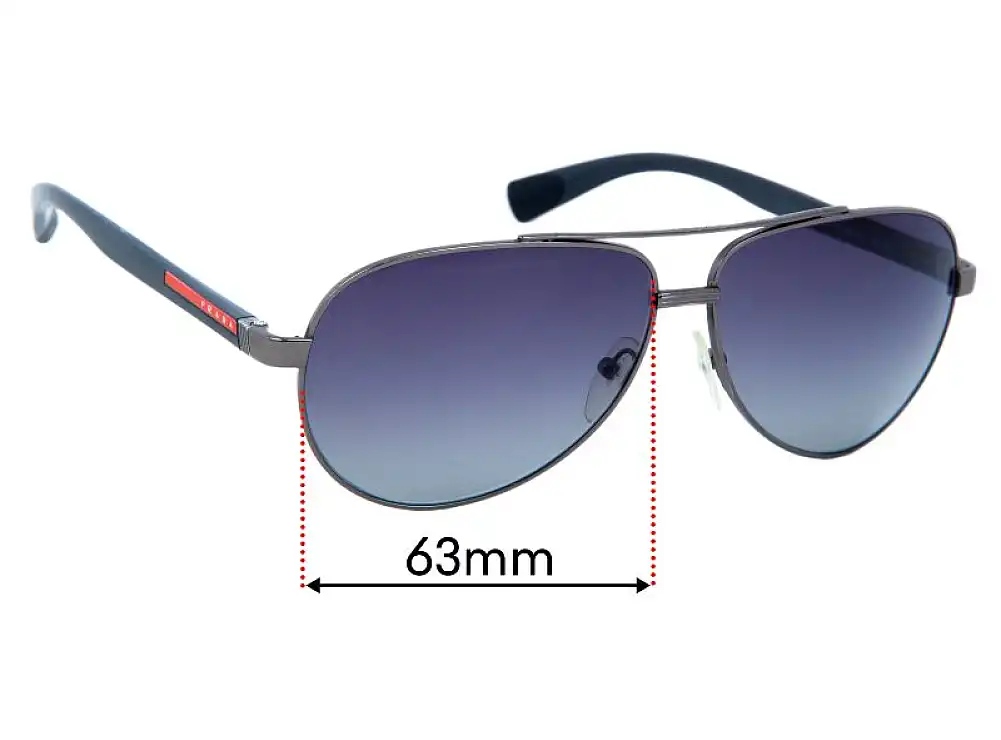 Sunglass Fix Lentilles de Remplacement pour Prada SPS51N - 63mm Wide Sunglass Fix Lentilles de Remplacement pour Prada SPS51N - 63mm Wide