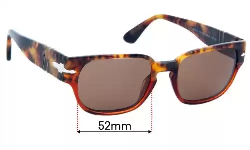 Sunglass Fix Lentilles de Remplacement pour Persol 3245-S - 52mm Wide Persol 3245-S Lentilles de Remplacement 52mm wide