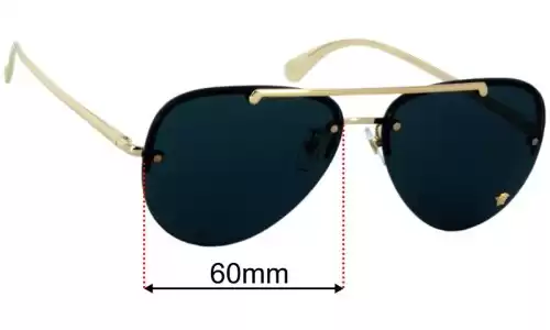 Sunglass Fix Lentilles de Remplacement pour Versace MOD 2231 - 60mm Wide Versace MOD 2231 Lentilles de Remplacement 60mm wide