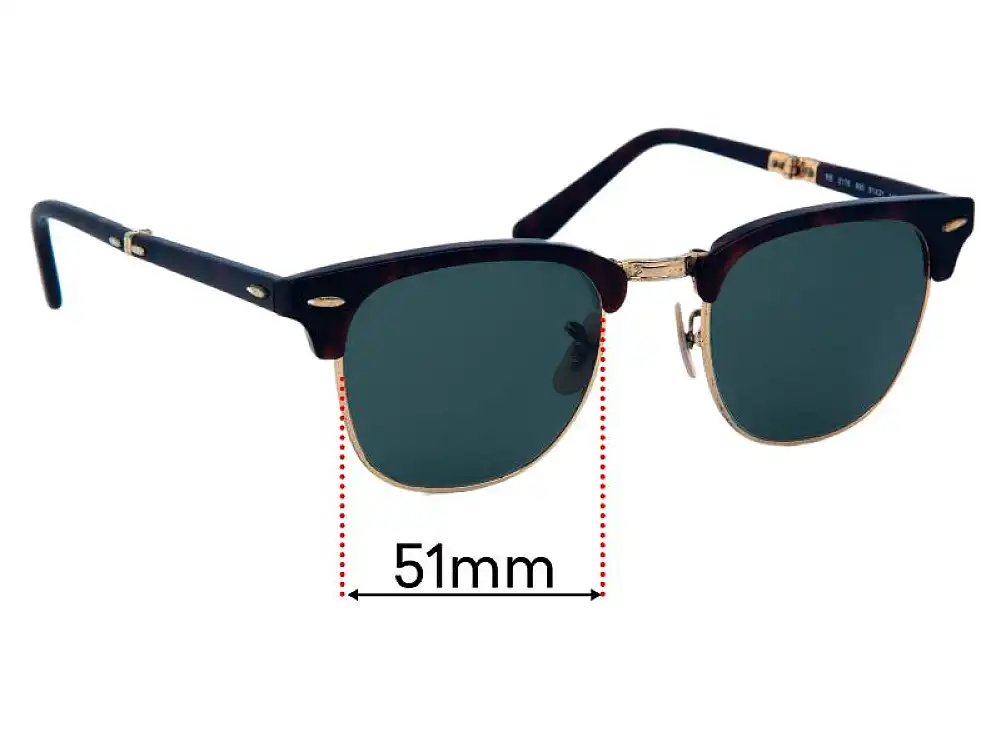 Sunglass Fix Lentilles de Remplacement pour Ray-Ban RB2176 Folding Clubmaster - 51mm Wide Sunglass Fix Lentilles de Remplacement pour Ray-Ban RB2176 Folding Clubmaster - 51mm Wide