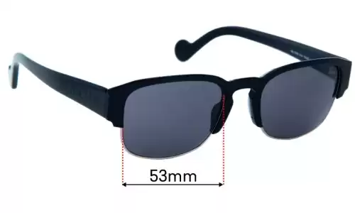 Moncler ML 0125 Replacement Lenses - 53mm Wide Moncler ML 0125 Replacement Sunglass Lenses - 53mm Wide