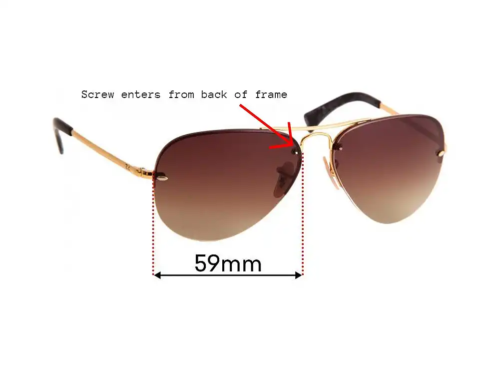 Sunglass Fix Verres de Remplacement pour Ray-Ban RB3449 Aviator 1mm Nose Hole - 59mm Wide Sunglass Fix Verres de Remplacement pour Ray-Ban RB3449 Aviator 1mm Nose Hole - 59mm Wide