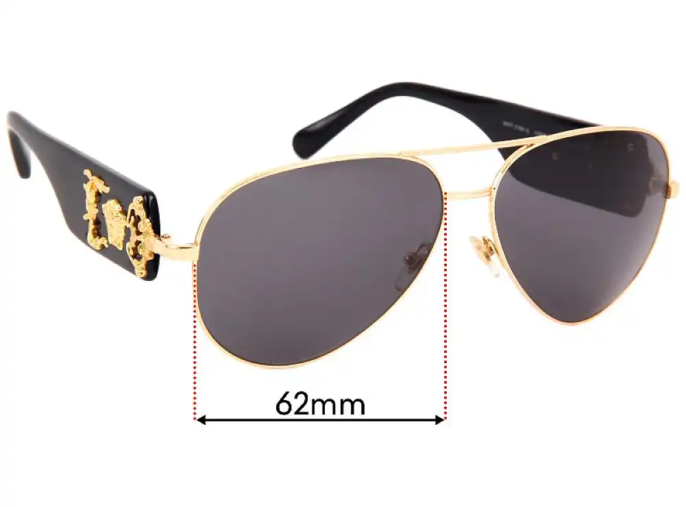 Sunglass Fix Verres de Remplacement pour Versace MOD 2150-Q - 62mm Wide Sunglass Fix Verres de Remplacement pour Versace MOD 2150-Q - 62mm Wide