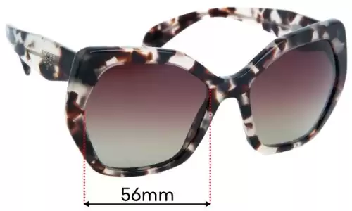Sunglass Fix Verres de Remplacement pour Prada SPR16RS - 56mm Wide Prada SPR16RS Verres de Remplacement 56mm wide