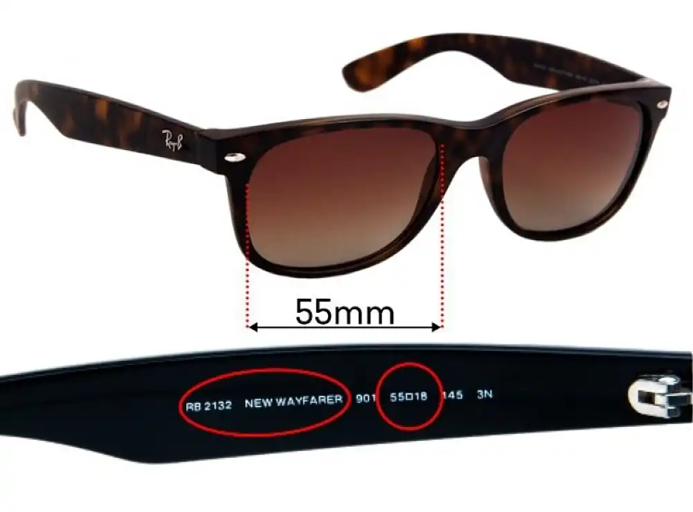 Sunglass Fix Lentilles de Remplacement pour Ray-Ban RB2132 New Wayfarer - 55mm Wide Sunglass Fix Lentilles de Remplacement pour Ray-Ban RB2132 New Wayfarer - 55mm Wide