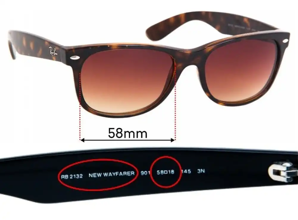 Sunglass Fix Lentilles de Remplacement pour Ray Ban RB2132 New Wayfarer - 58mm Wide Sunglass Fix Lentilles de Remplacement pour Ray Ban RB2132 New Wayfarer - 58mm Wide