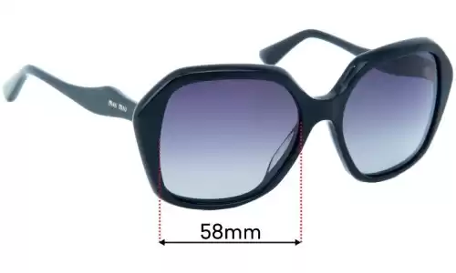 Miu Miu SMU06N Replacement Lenses - 58mm Miu Miu SMU06N Replacement Sunglass Lenses - 58mm wide
