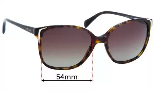 Sunglass Fix Lentilles de Remplacement pour Prada SPR01O *Measure Original* - 54mm Wide Prada SPR01O *Measure Original* Lentilles de Remplacement 54mm wide