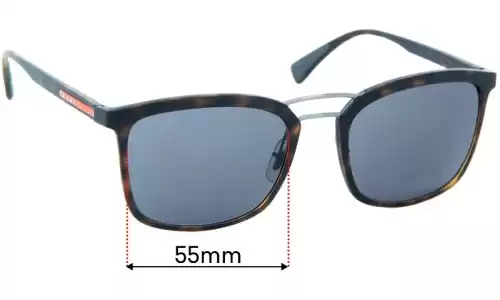 Sunglass Fix Lentilles de Remplacement pour Prada Linea Rossa PS03SS - 55mm Wide Prada Linea Rossa PS03SS Lentilles de Remplacement 55mm wide