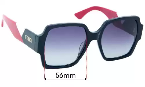 Sunglass Fix Verres de Remplacement pour Fendi FF 1098 - 56mm Wide Sunglass Fix Verres de Remplacement pour Fendi FF 1098 - 56mm Wide