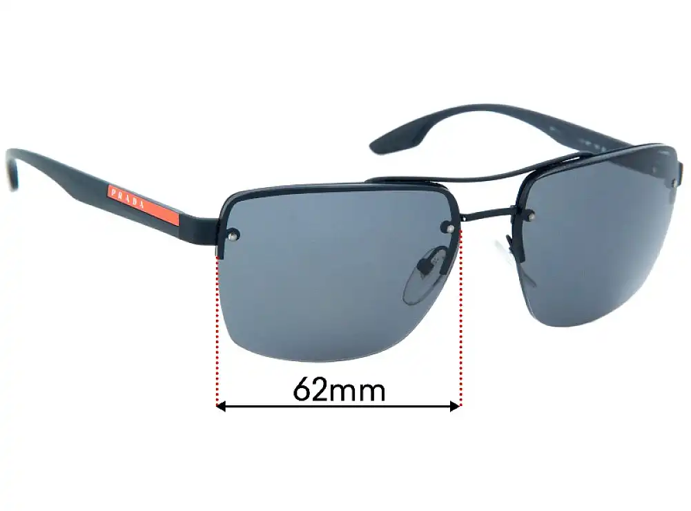 Sunglass Fix Lentilles de Remplacement pour Prada SPS60U - 62mm Wide Sunglass Fix Lentilles de Remplacement pour Prada SPS60U - 62mm Wide